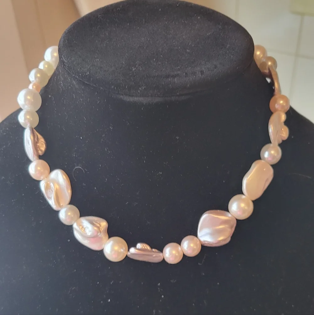 Free People Iridescent White Pearl Beaded Necklace